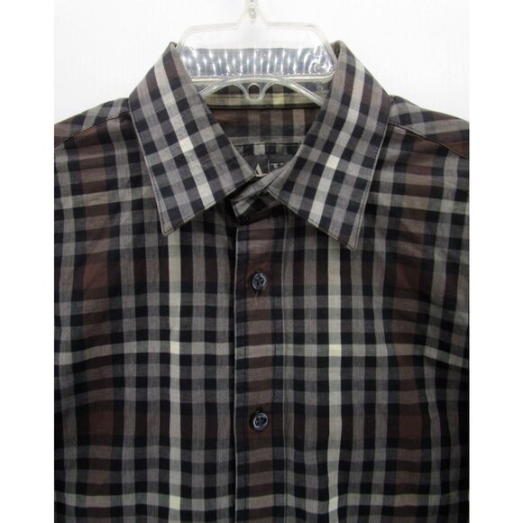 Armani Exchange Shirt Small AX Button Up Plaid Slim Fit Woven Cotton * - Picture 2 of 11